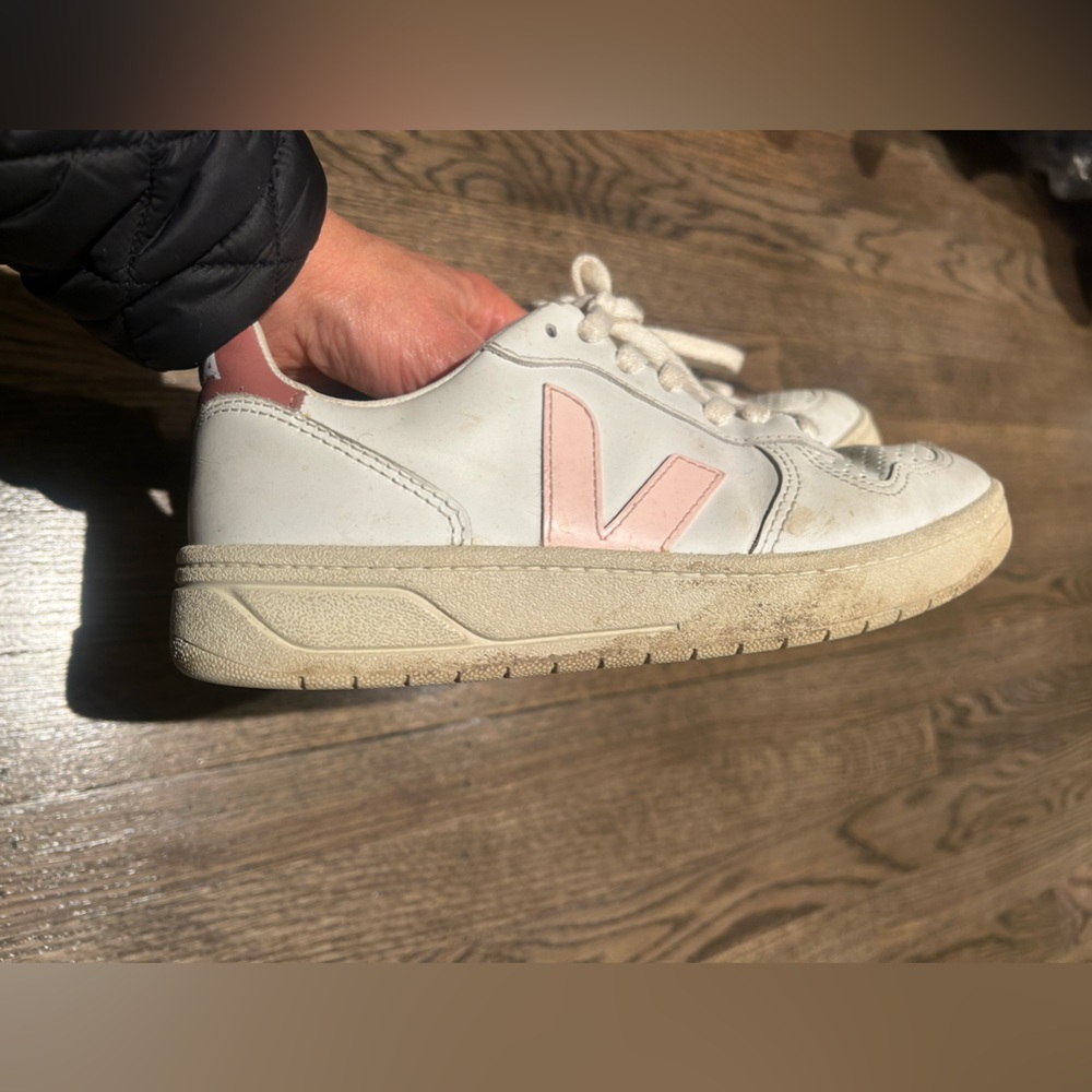 Veja White and Pink Sneakers
